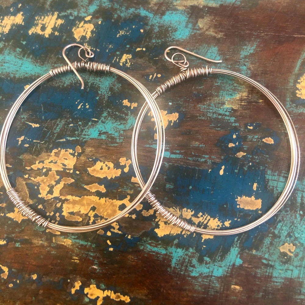 Large sterling silver hoops